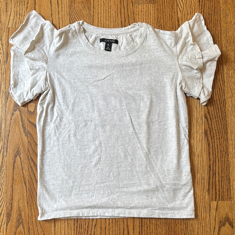 Joe's Jeans Gray Ruffled Short Sleeve Tee